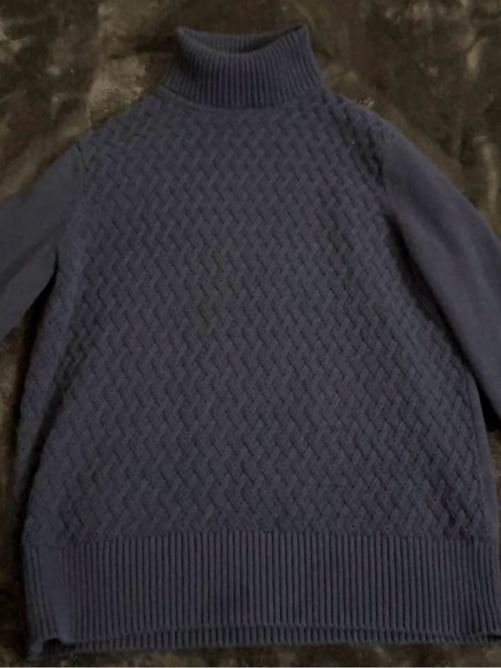 Karen Scott Navy Textured Turtleneck Sweater